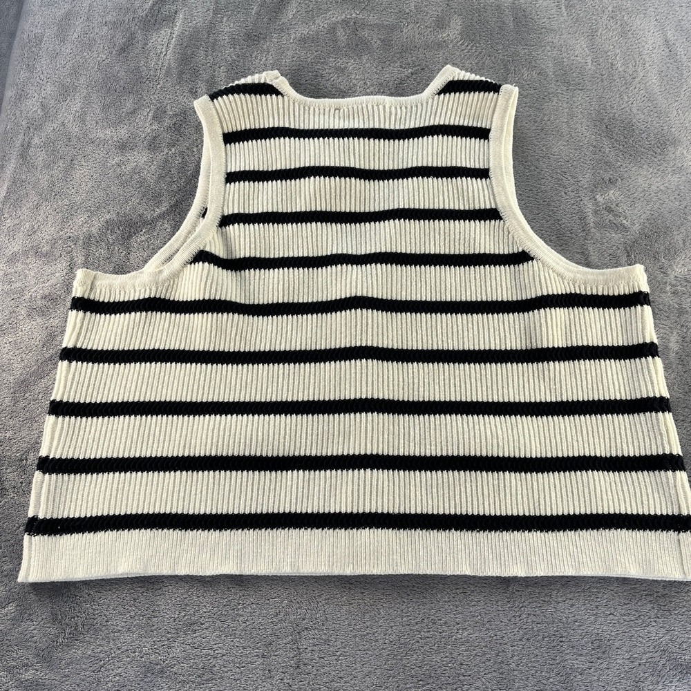 Anthropologie Winnie Sweater Vest XL Navy White NEW Gold Parisian Old Money - Picture 8 of 11